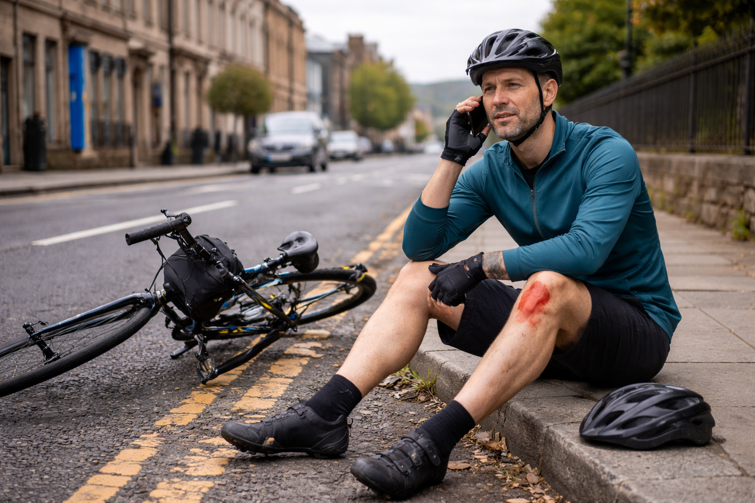 Cyclist injured in road accident in Scotland requiring compensation claim