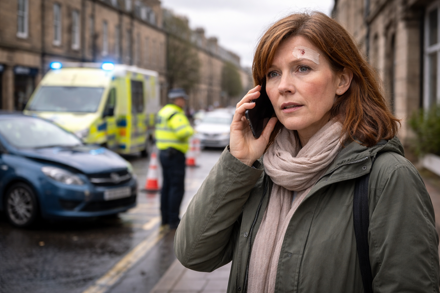 Pedestrian accident scene in Scotland requiring compensation claim