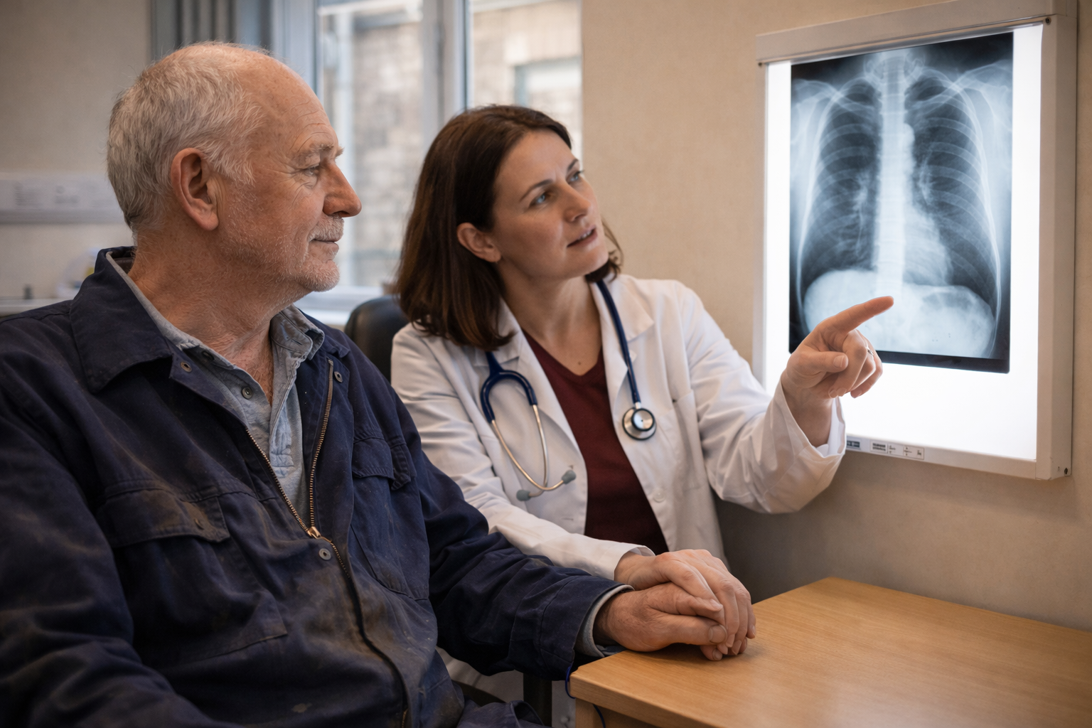 Pleural plaques diagnosis consultation in Scottish hospital