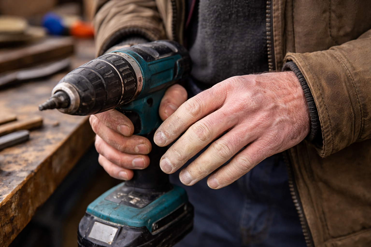 Worker with Raynaud's disease caused by prolonged use of vibrating tools at work